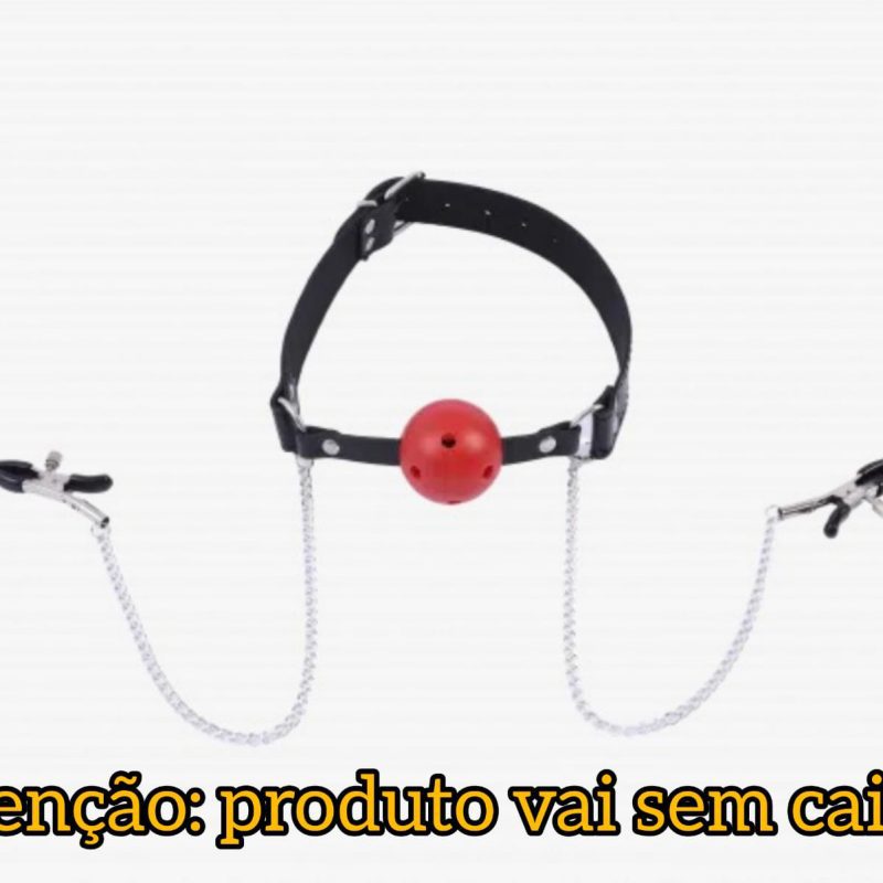 L&B -- Mordaça com Bola Respiradouro e Grampos de Mamilos Cod. BL 10011