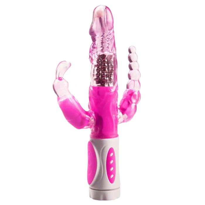 Vibrador Rabbit Rotativo Vibração Triplo 12 Vibrações á Pilha Cod. BC1013 - Image 2