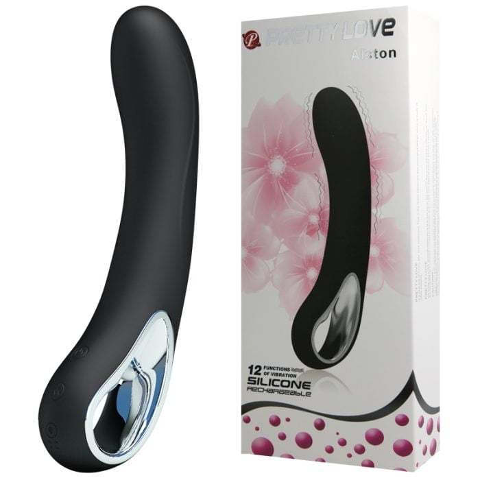 Vibrador Curvatura p/ Ponto G Alça Metalizada 12 Vibração Recarregável Cod. BI-014412-1