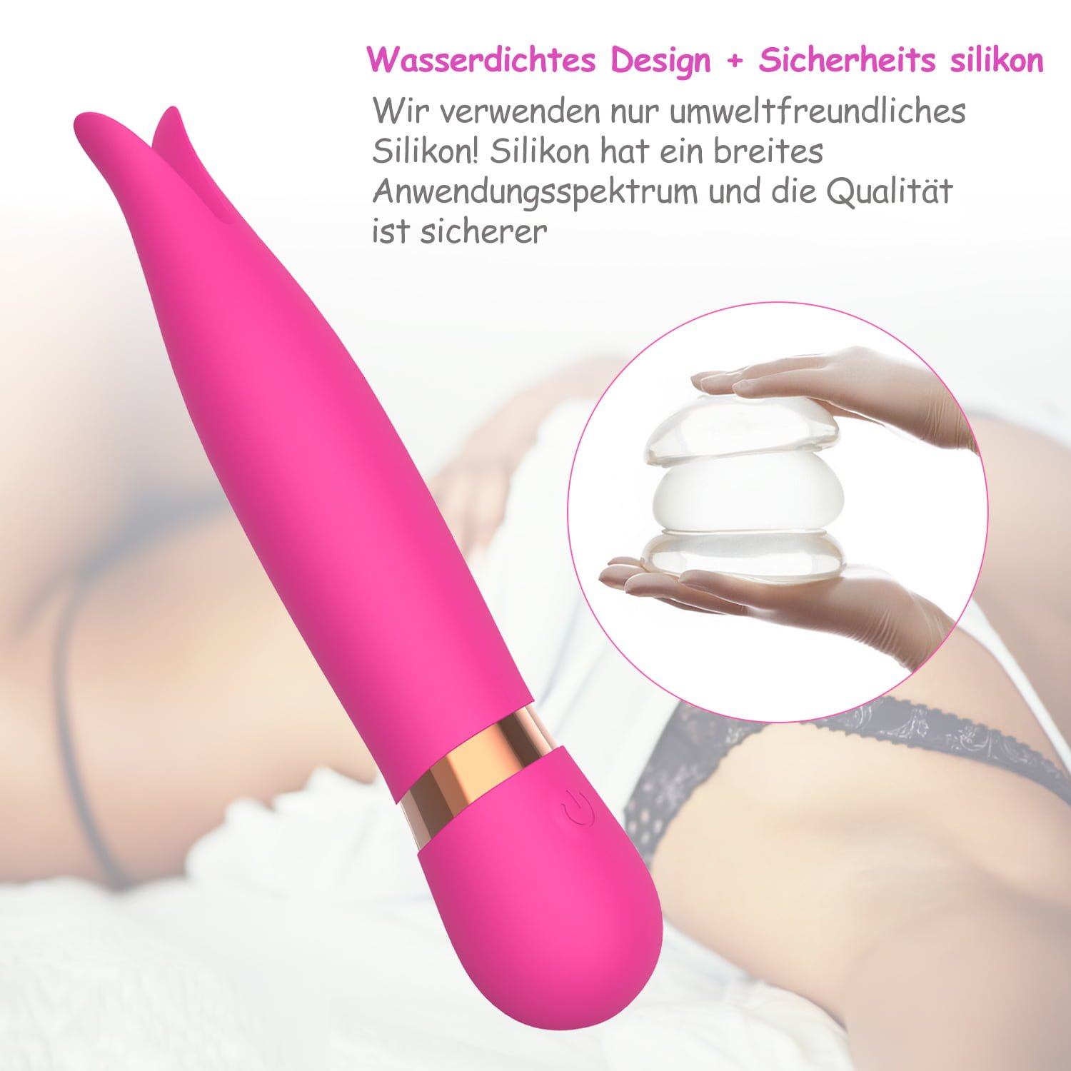 Golfinho Vibrador Mini Bastão com Ponta Dupla Recarregável Cod. XJ 1003 - Imagem 3