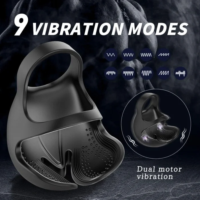 Anel Peniano com Vibro  e Massageador de Testículos com 9 Modos de Vibração Recarregável com Controle Cod. XT 1001 - Imagem 3