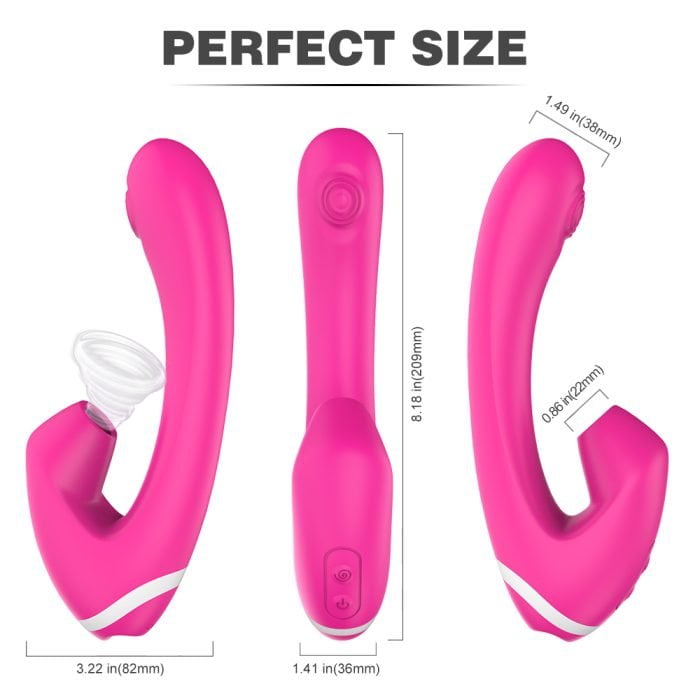 Vibrador de Ponto G com Estimulador Sugador de Clitóris com 9 Modos de Pulsação e Vibração Recarregável Cod .XT 1004