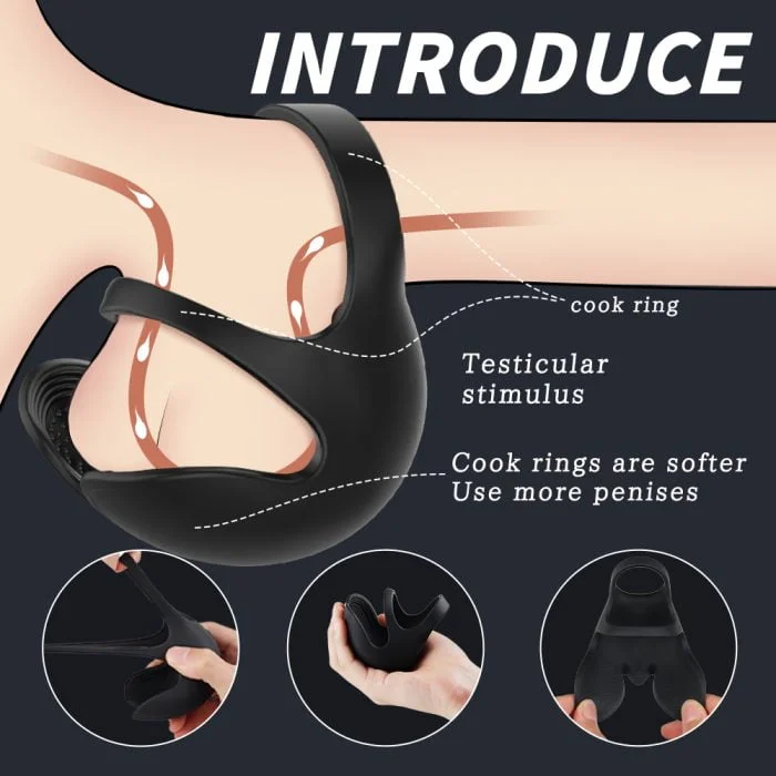 Anel Peniano com Vibro  e Massageador de Testículos com 9 Modos de Vibração Recarregável com Controle Cod. XT 1001 - Imagem 4