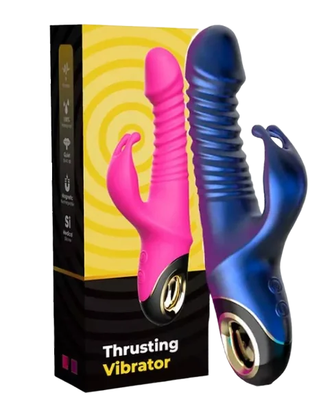 Vibrador Vai e Vem Rabbit Aveludado com Estimulador de Clitóris com 9 Modos de Vibração Cod. BY10035