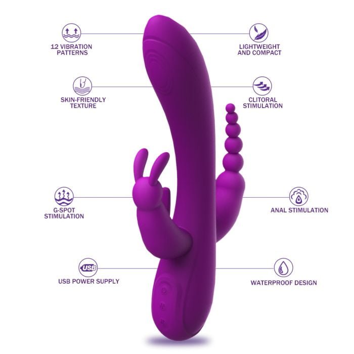 Vibrador Triplo 3 em 1 com 10 Modos de Vibração Recarregavel Cod. BC 1067 - Image 3