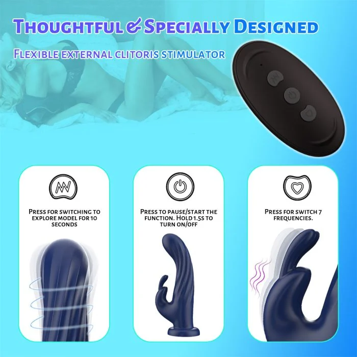 Vibrador Rabbit com 10 Modos de Vibração Recarregável com Controle Cod. NN 1003 - Imagem 2