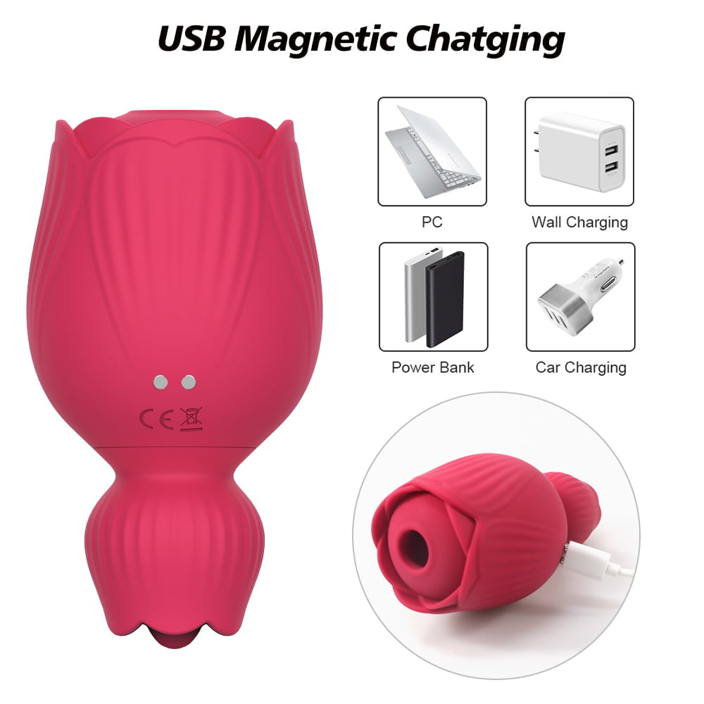 Pulsador Formato ROSA com 10 Modos de Pulsação e Língua, Recarregável Cod. XJ 1017 - Imagem 3