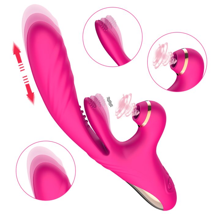 Vibrador com Estimulador de Clitóris e 7 Modos de Vibração e Pulsação Recarregável Cod. XJ 1018