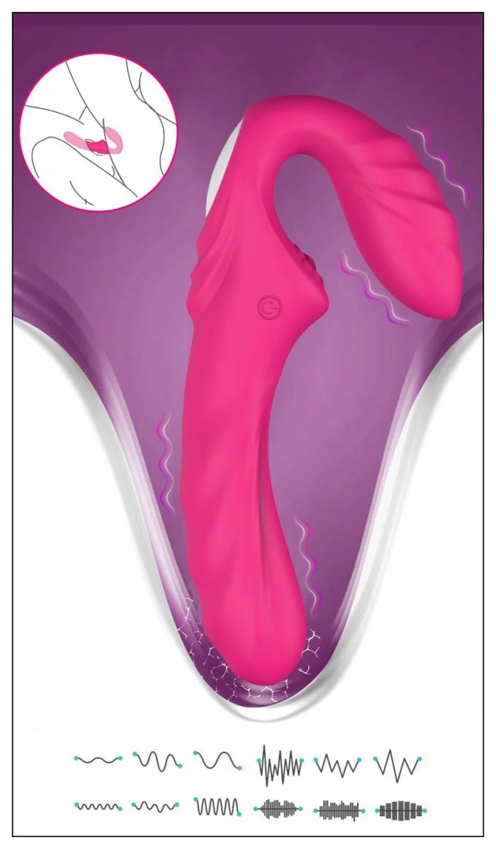 Vibrador de Casal Feminino com 12 Modos de Vibração Recarregável Cod. BA1032 - Image 2