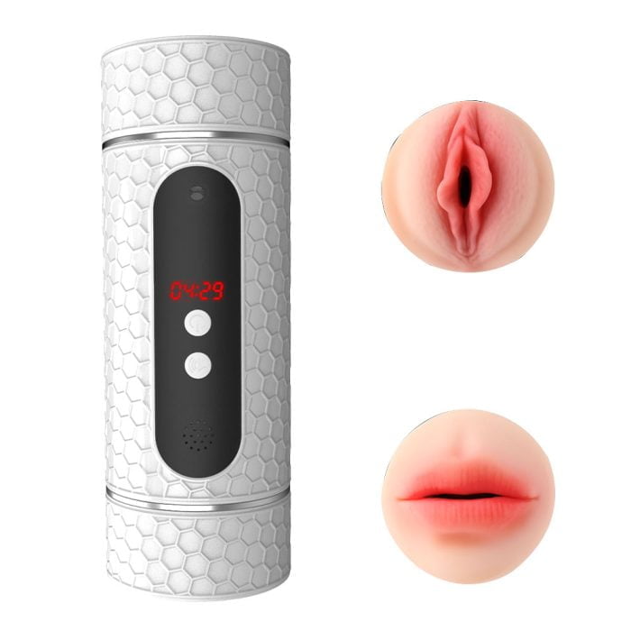 Masturbador Masculino Formato Boca e Vagina com Voz e 12 Modos de Vibração Recarregável com Voz Cod. BC1090