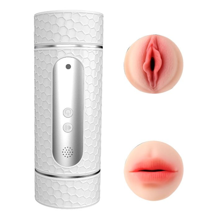 Masturbador Masculino Formato Boca e Vagina com Voz e 12 Modos de Vibração Recarregável com Voz Cod. BC1091