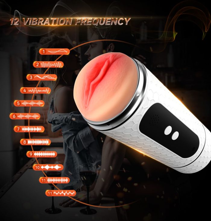 Masturbador Masculino Formato Boca e Vagina com Voz e 12 Modos de Vibração Recarregável com Voz Cod. BC1090 - Image 5