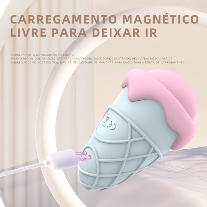 Vibrador Sorvete com 10 Modos de Pulsação Recarregável Cod. BX 1049