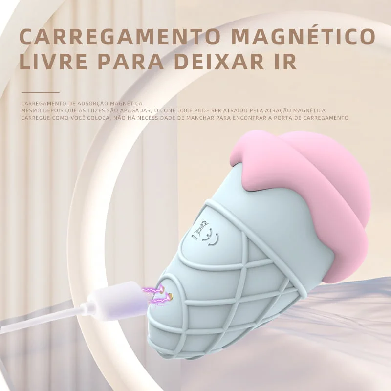 Vibrador Sorvete com 10 Modos de Pulsação Recarregável Cod. BX 1049