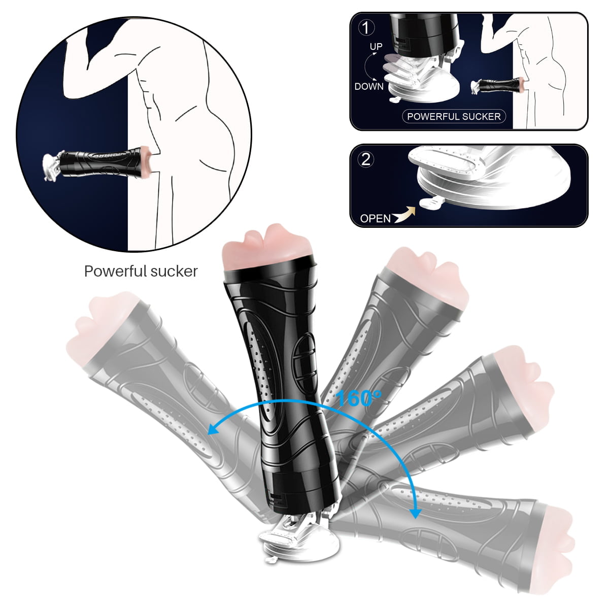 Masturbador Lanterna Alta Simulação da Boca com Base Vibratório á Pilha Cod. XV 1032 - Imagem 3