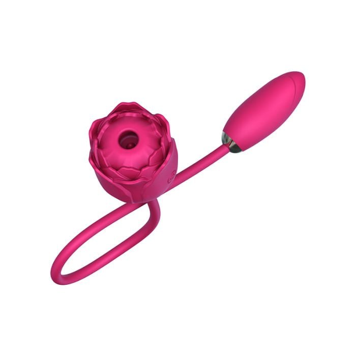 L&Z - Vibrador Duplo com Estimulador de Clitóris Formato ROSA Com Sucção e Vibração Recarregável Cod. ML 007. - Image 3