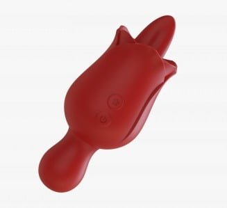 Vibrador Formato ROSA com Língua 10 Modos de Vibração Recarregável Cod. XS 1022