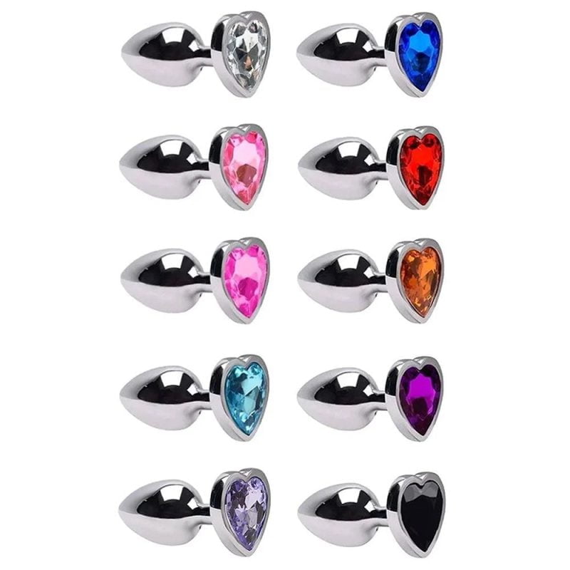 Plug Anal de Coração com Pedra Colorida ( G ) Cod. BJ 10116