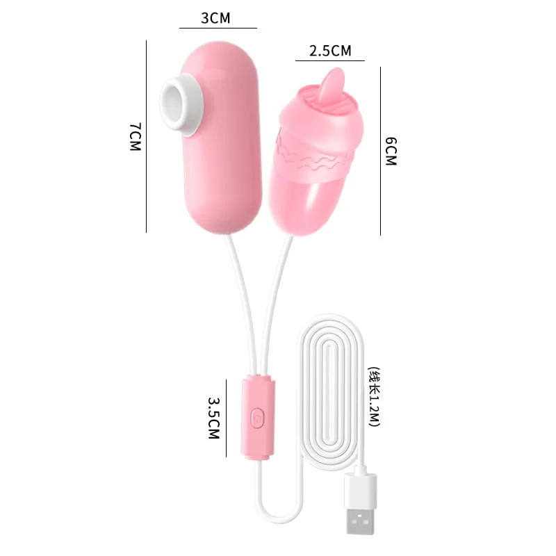 Vibrador Bullet Duplo com Língua e 12 Modos de Vibração Cod. XD 1029