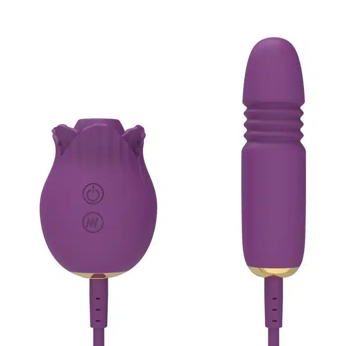L&B--Vibrador Vai e Vem Pulsação Formato ROSA Recarregável Cod. KKG 1011 - Imagem 3