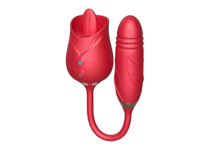 L&B--Vibrador Duplo Vai e Vem e Lingua Formato ROSA Cod. KKG 1003