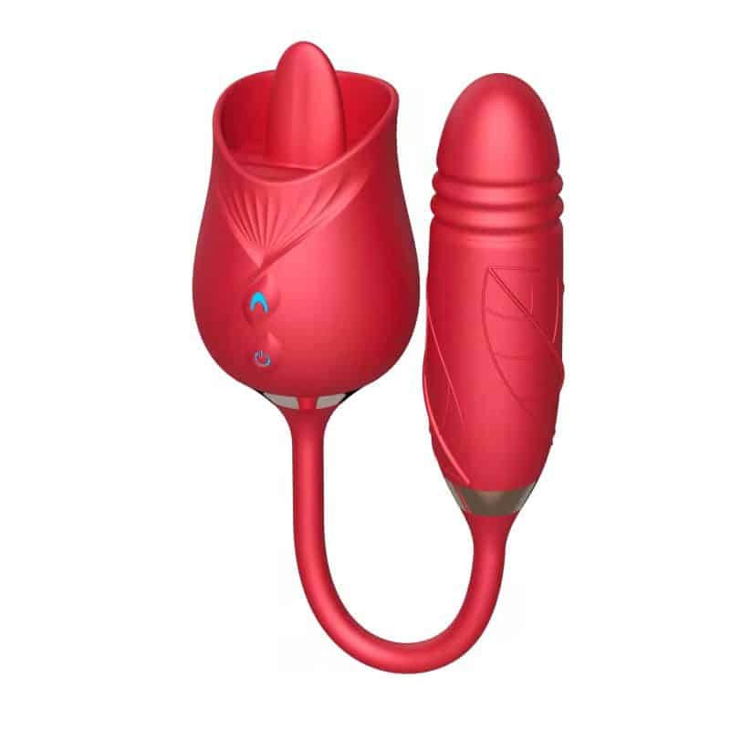 L&B--Vibrador Duplo Vai e Vem e Lingua Formato ROSA Cod. KKG 1003