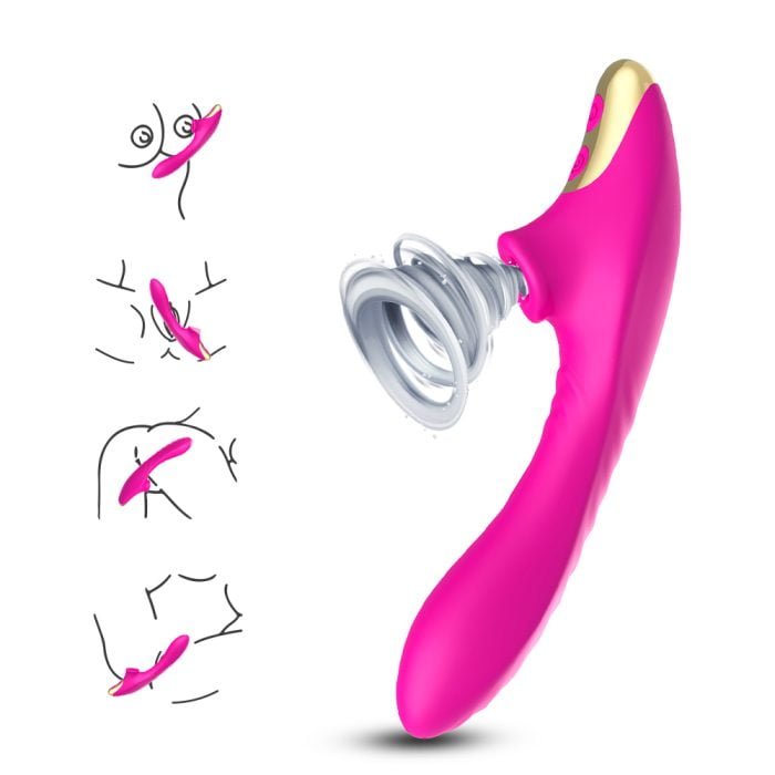 Vibrador com Estimulador de Clitóris e Mamilo com 9 Modos de Vibração e Pulsação Recarregável Cod. BY10020 - Image 2