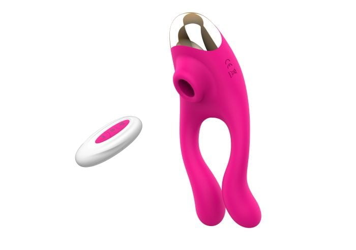 L&B--Vibrador de Casal 10 Modos de Vibração e Sucção Recarregável Cod. XL 1008