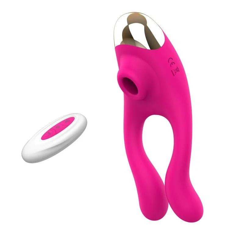 L&B--Vibrador de Casal 10 Modos de Vibração e Sucção Recarregável Cod. XL 1008