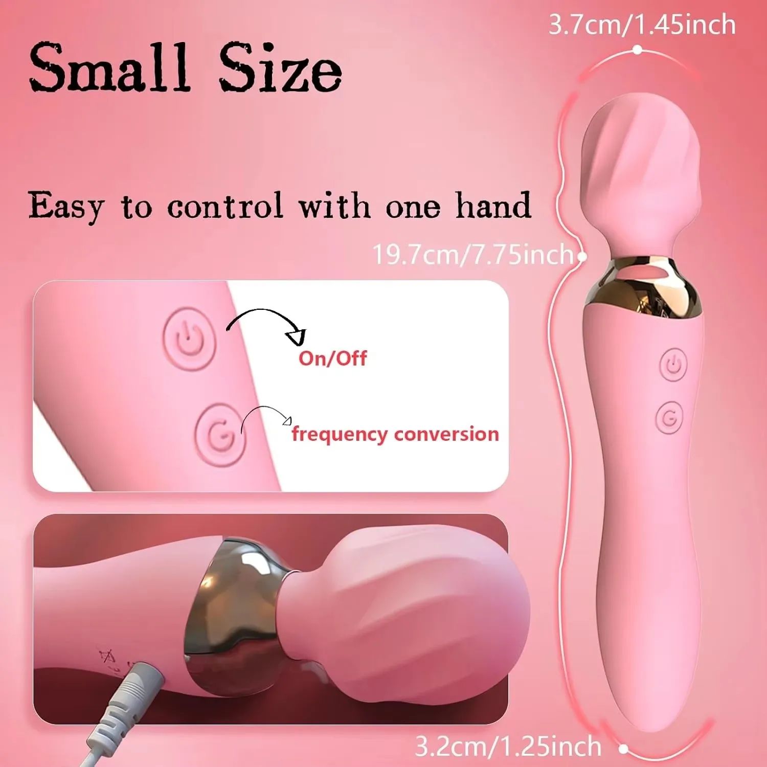 L&Z - Vibrador Varinha Mágica Com Aquecimento Cod. ML 0680-P - Imagem 3