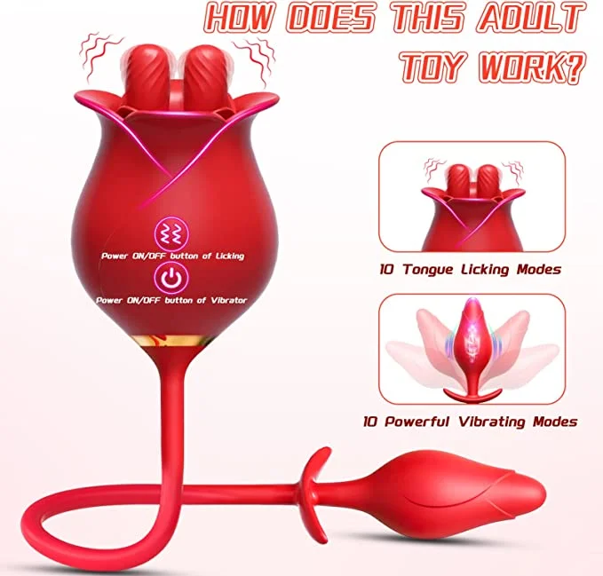 L&B – Vibrador com Língua e 10 Modos de Vibração Recarregável FORMATO ROSA Cod. KKO 1003 - Image 2