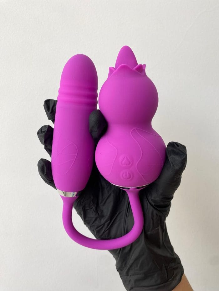 L&B - Vibrador 2 Em 1 Vai e Vem Com Estimulador De Clitóris Recarregável Cod. KKO 1008