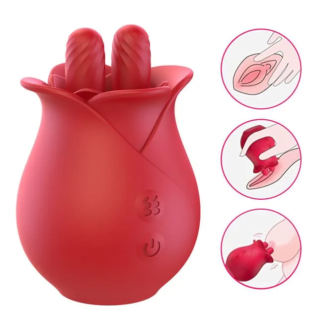 L&B- Vibrador Com Lingua 10 Modos De Vibração Recarregável Formato Flor Cod. KKO 1004